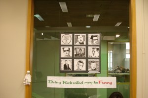 A printed picture of a Rick Roll